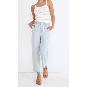 Madewell Pull-On Balloon Jeans HIgh Rise Elastic Waist Sz XXL Light‎ Wash